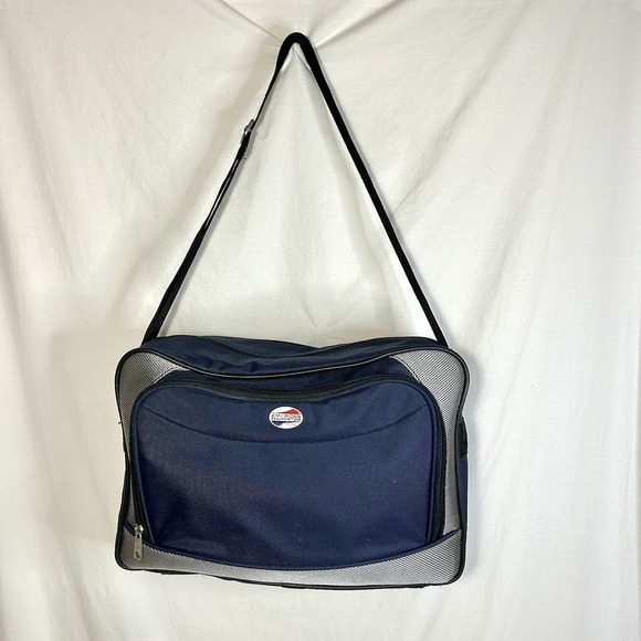 American Tourister Duffel Bag Carry On Shoulder Strap Lightweight Navy Blue - Picture 1 of 6